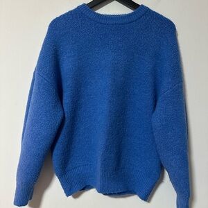 OAK + FORT Vibrant Blue Crew Neck Sweater OVERSIZED wool blend